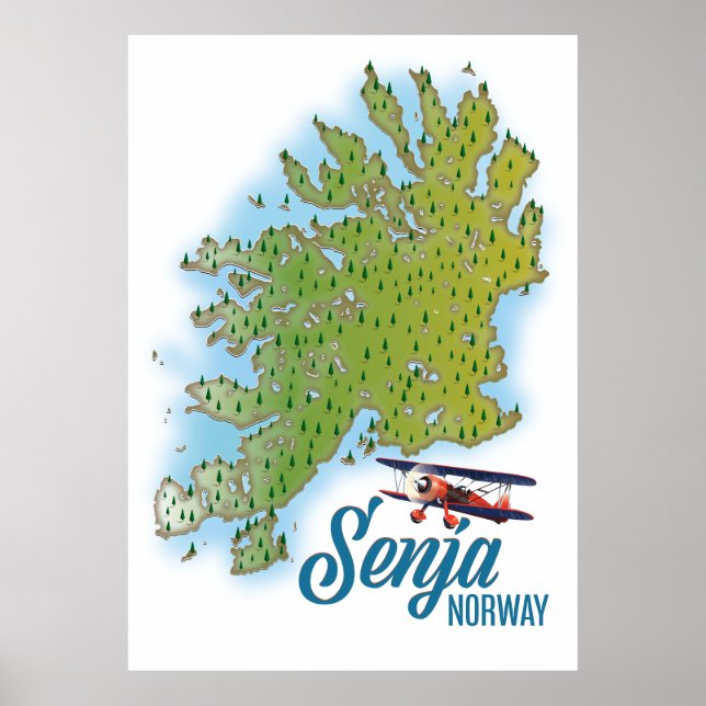 Senja Noway island map Poster (Front)