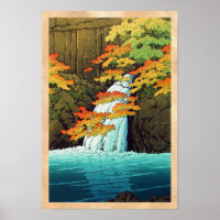 Senju Waterfall, Akame Hasui Kawase shin hanga art