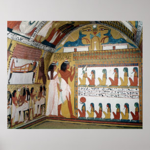 Sennedjem and his wife facing a naos poster