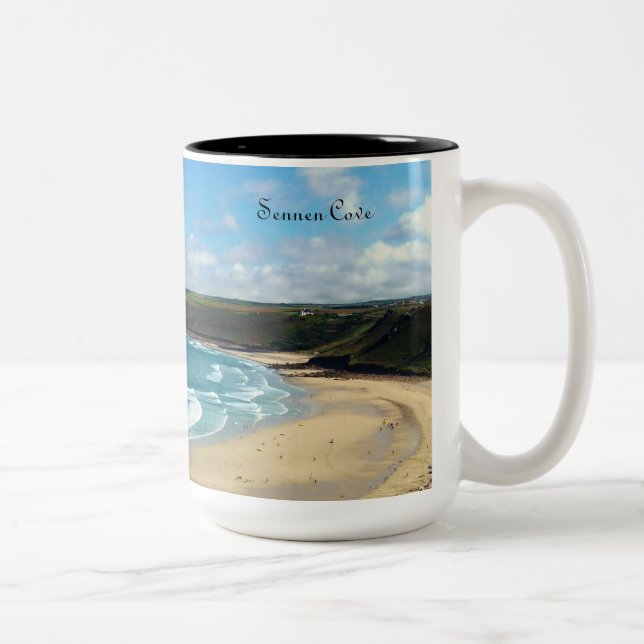 Sennen Cove Cornwall England Two-Tone Coffee Mug (Right)