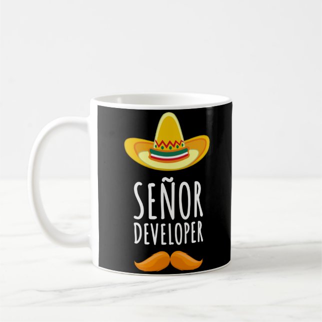 Senor Developer Sombrero and Mustache Coffee Mug (Left)