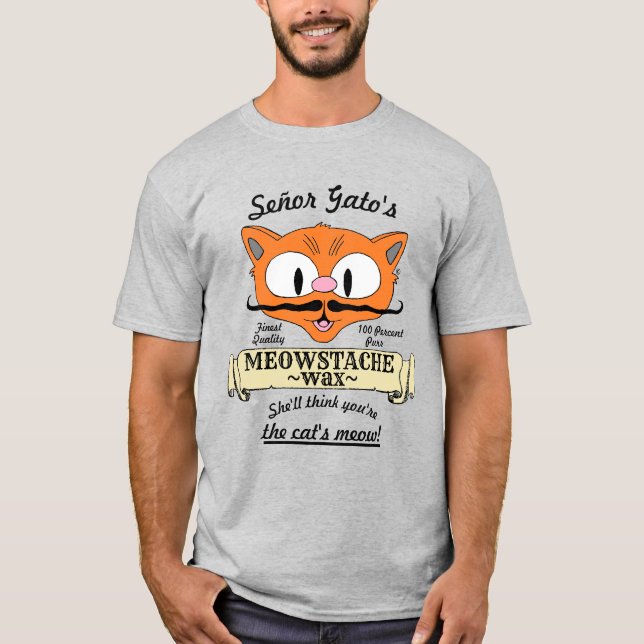 Señor Gato's MEOWSTACHE WAX Handlebar Moustache Pu T-Shirt (Front)