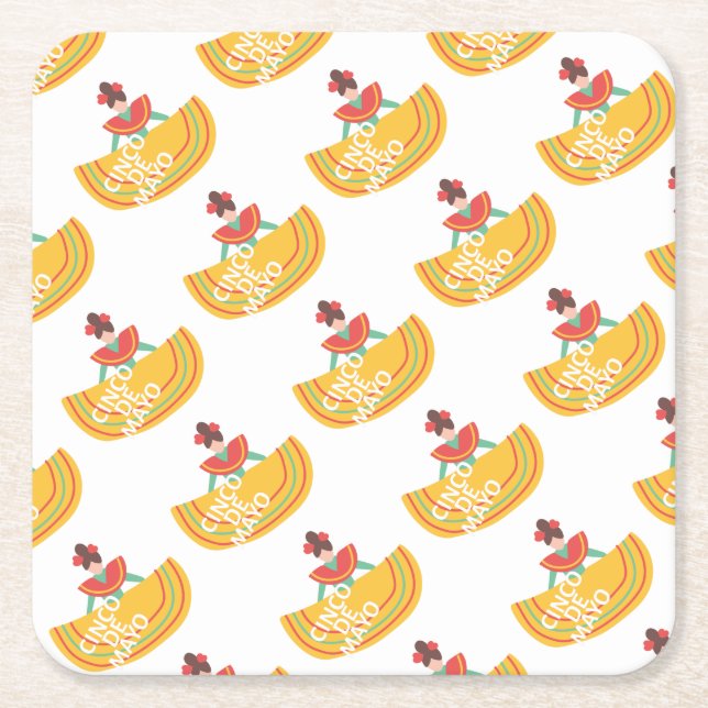 senorita cinco de mayo square paper coaster (Front)