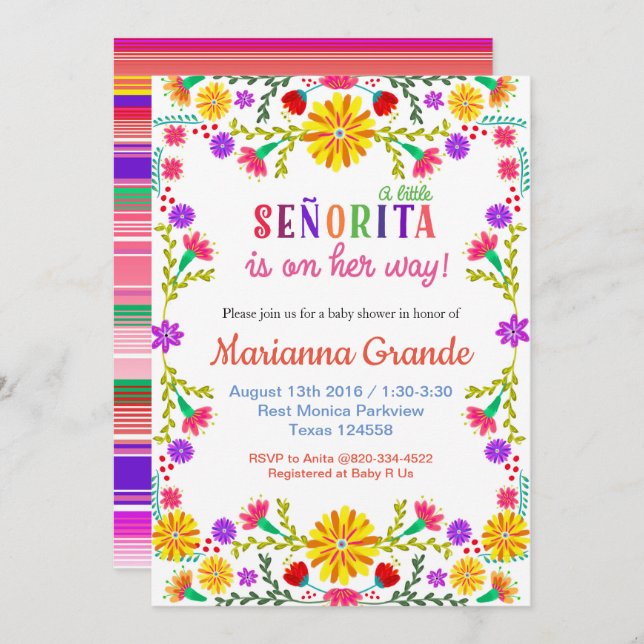 Senorita Fiesta Baby Shower Invitation (Front/Back)
