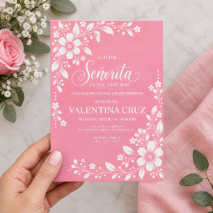 Senorita Pink Mexican Fiesta Girl Baby Shower Invitation