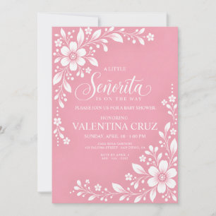 Senorita Pink Mexican Fiesta Girl Baby Shower Invitation