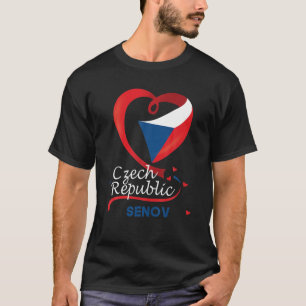 Senov Czech Republic Heart Flag Lion Coat Of Arm E T-Shirt