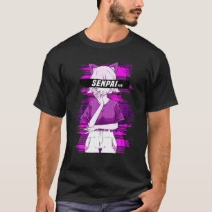 Senpai Anime Girl Vaporwave Manga Waifu Notice Me T-Shirt
