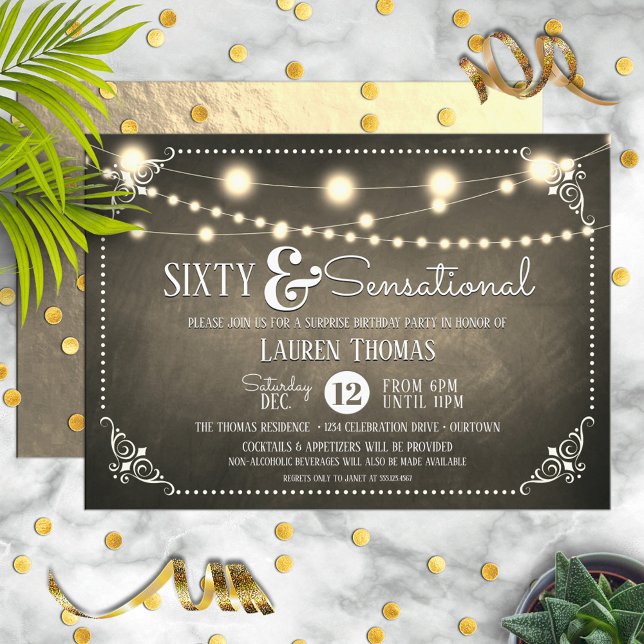 Sensational Sixty Surprise Birthday Party Invitation (Creator Uploaded)