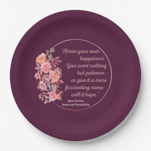 Sense And Sensibility Quote I - Cute Style Paper Plate