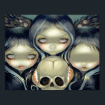 Senseless Prophecy ART PRINT witch pop surrealism<br><div class="desc">Three weird sisters indeed! Inspired by the Stygian Witches of Greek Mythology as well as the prophesying sisters of Shakespeare's Macbeth - this trio is undeniably and wonderfully creepy. Each one missing a key sense (eyes/nose/mouth) they seem to be relying on dark magic to obtain second sight. The title makes...</div>