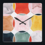 Sensical - Circle Pattern Square Wall Clock<br><div class="desc">Sensical III by Grace Popp. Features circles with overlapping colors that create a fun and cheerful design.</div>