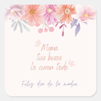 Sensitive floral calcomania day square sticker