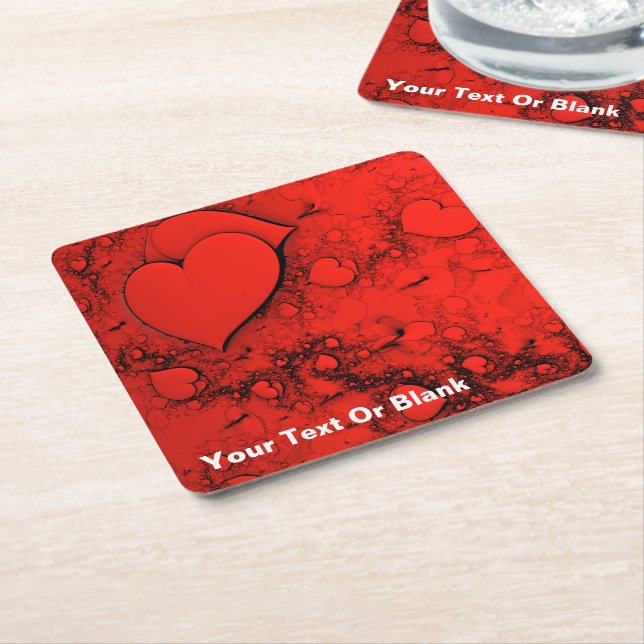 Sensitive Hearts Square Paper Coaster (Angled)