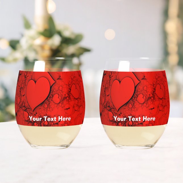 Sensitive Hearts Stemless Wine Glass (Insitu (Wedding))