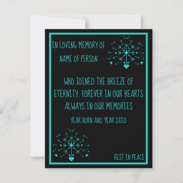 Sensitive In Loving Memory Card (Front)