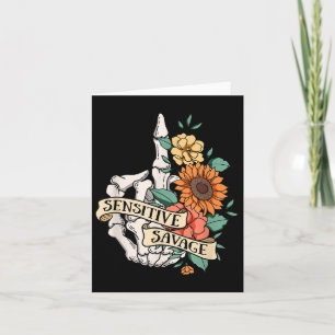 Sensitive Savage Flower Skeleton Dead Inside Motiv Card