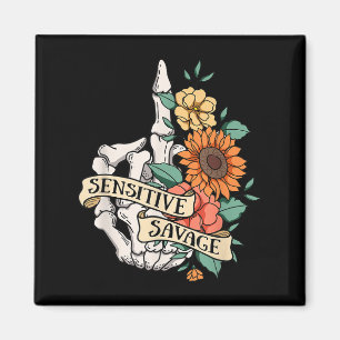 Sensitive Savage Flower Skeleton Dead Inside Motiv Magnet