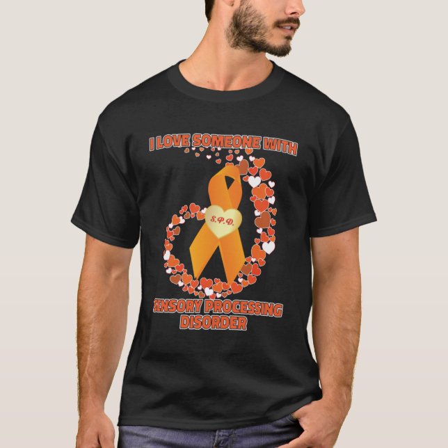 Sensory Processing Disorder Ribbon Love T-Shirt (Front)