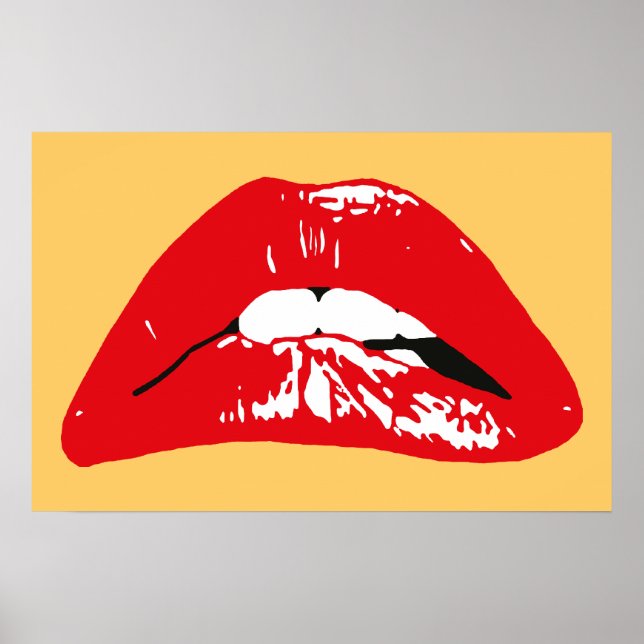 Sensual lips biting retro poster (Front)