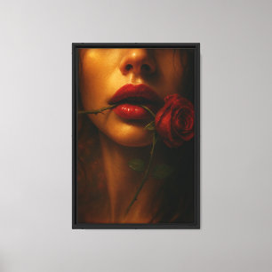 Sensual Rose Lips Feminine Canvas Art Print