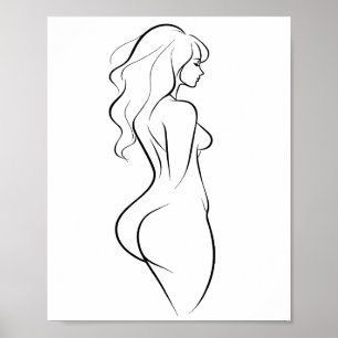 Sensual Woman Body Line Art Minimalist Sketch Poster