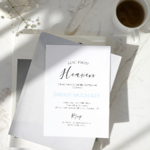 Sent from Heaven Cloud Baptism Baby Boy Invitation