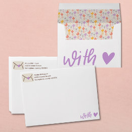 Sent With Love Purple and Brown Handwritten Envelope