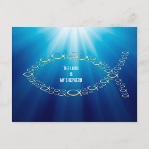 Sentence THE LORD IS MY SHEPHERD   Christian Fish Postcard
