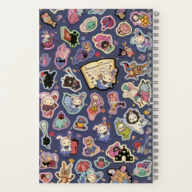 Sentimental Circus: A Whimsical Rabbit Sticker  Notebook (Back)
