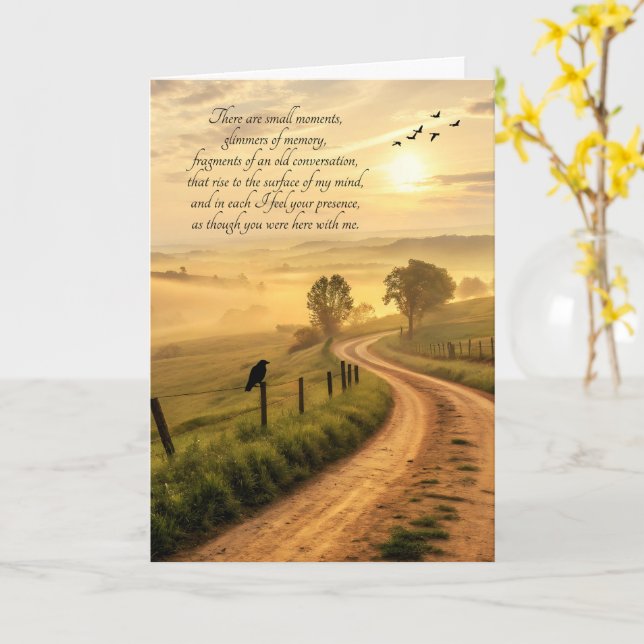 Sentimental Country Road Thinking of You Card (Yellow Flower)