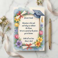 Sentimental Floral Watercolor Poem Graduation Card