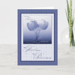 Sentimental Husband Wedding Anniversary Blue Tulip Card