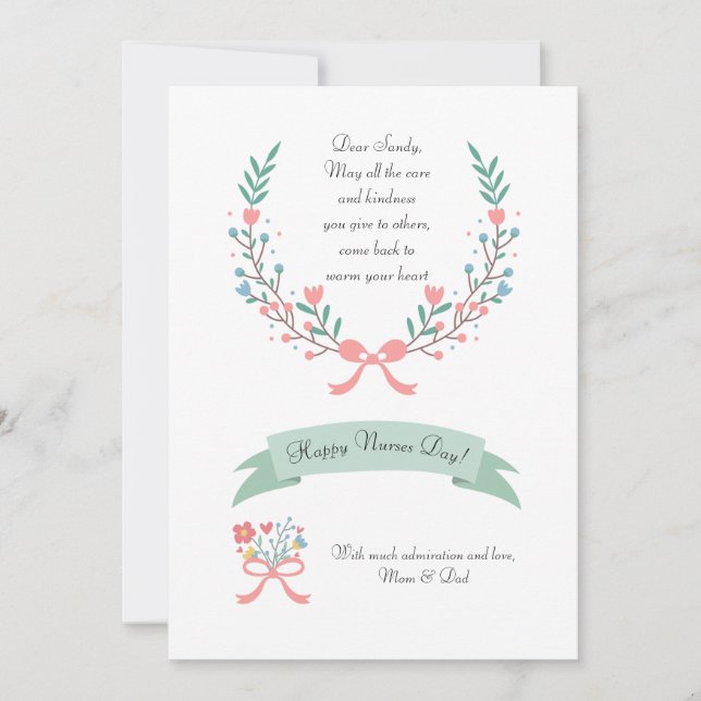 Sentimental Nurses Day Flat Greeting Card (Front)