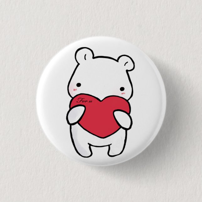 Sentimental polar bear 3 cm round badge (Front)