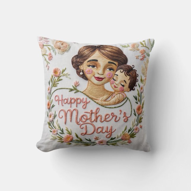 Sentimental Script Mother's Day Throw Pillow (Front)