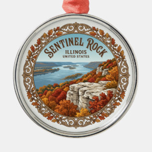 Sentinel Rock, Mississippi Palisades State Park Metal Ornament