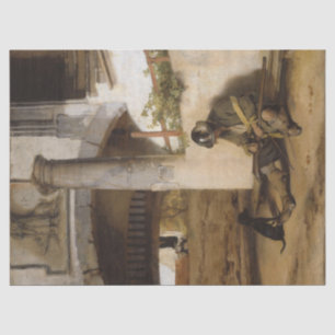 Sentry Guarding a Gate With his Pet Dog Tissue Paper