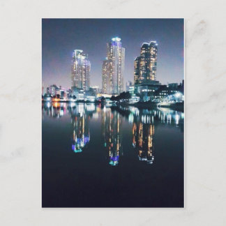Seoul at night over the river postcard