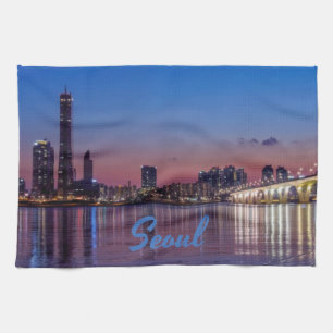 Seoul Capital of South Korea City Skyline Tea Towel
