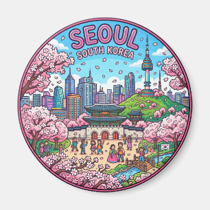 Seoul Cherry Blossoms South Korea Magnet