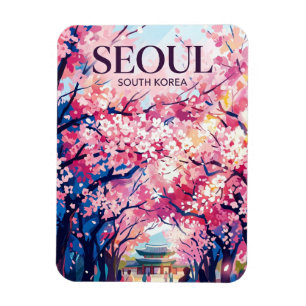 Seoul Cherry Blossoms South Korea Magnet