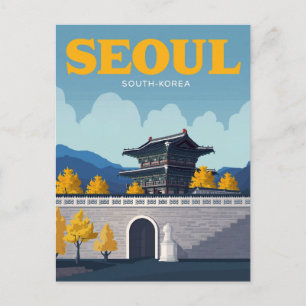 Seoul Gyeongbokgung Palace Vintage Art Postcard