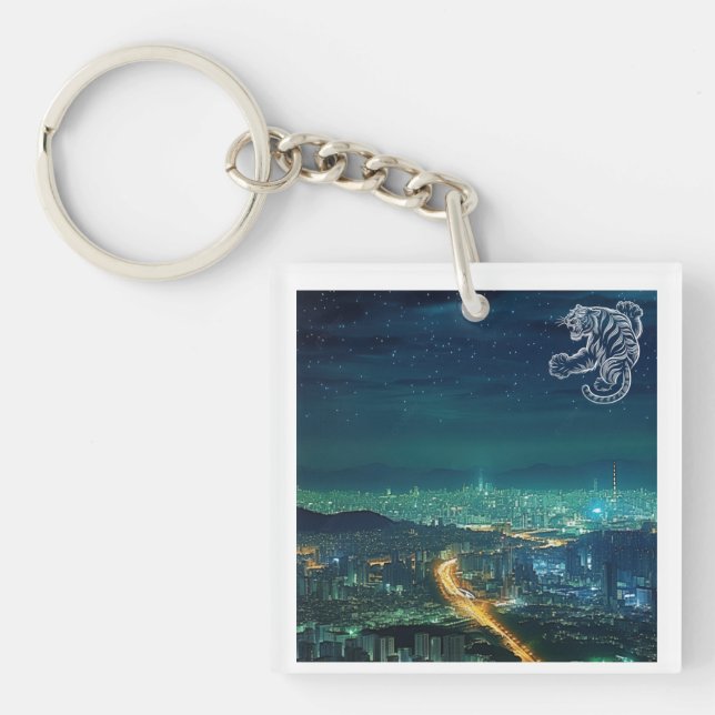 SEOUL landscape tiger Key Ring (Front)