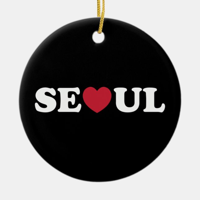 Seoul Love Heart Ceramic Ornament (Front)