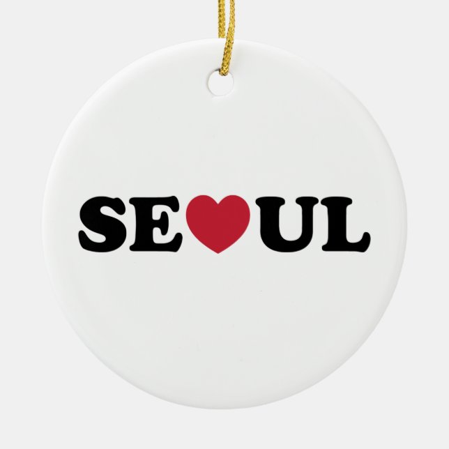 Seoul Love Heart Ceramic Ornament (Front)