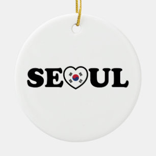 Seoul Love Heart Taegeukgi Flag Ceramic Ornament