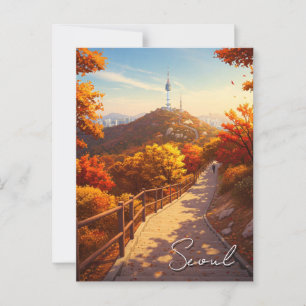 Seoul Namsan South Korea Autumn Postcard