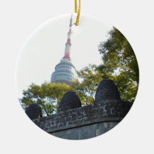 Seoul Namsan Tower through the Beacons Ceramic Ornament