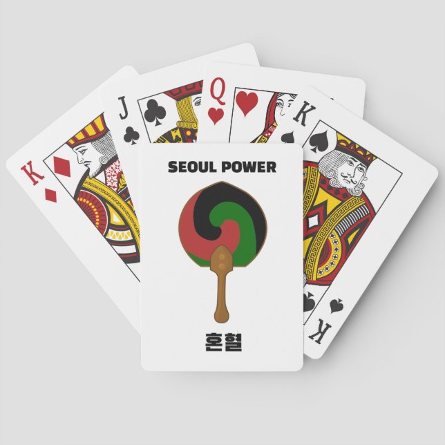 Seoul Power Korean & Black Mixed Fan Playing Poker Cards (Back)